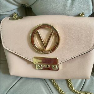 Valentino Light Pink Crossbody Bag with Gold Details